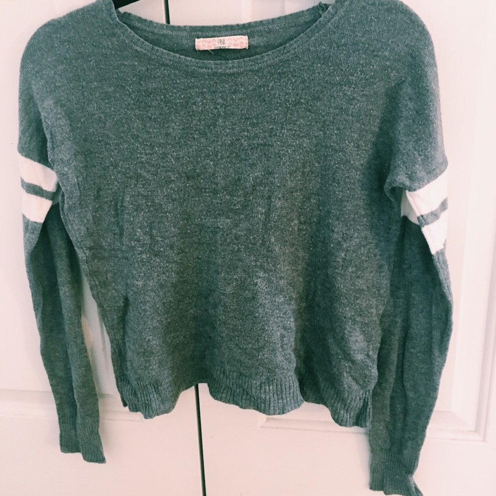 cropped varsity style long sleeve shirt
